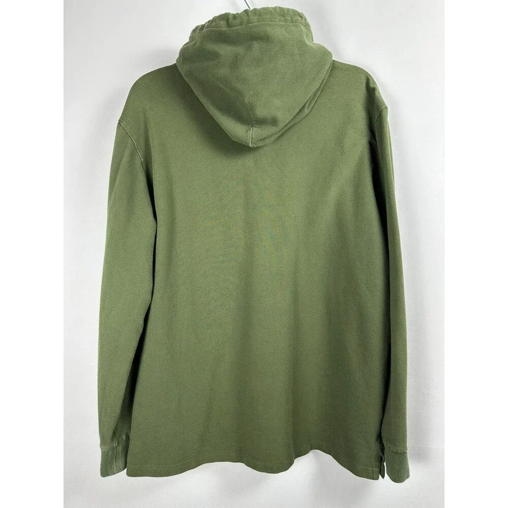 Polo Ralph Lauren Cotton Mesh Pocket Pullover Hoodie XL Olive Green Pony Preppy - Picture 2 of 9